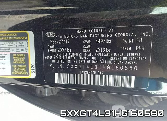5XXGT4L31HG160580 фото 10