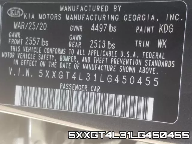 5XXGT4L31LG450455 фото 2