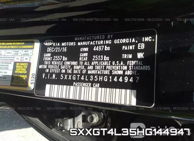 5XXGT4L35HG144947 фото 10