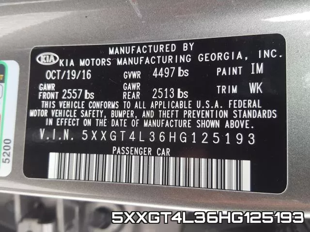 5XXGT4L36HG125193 фото 2