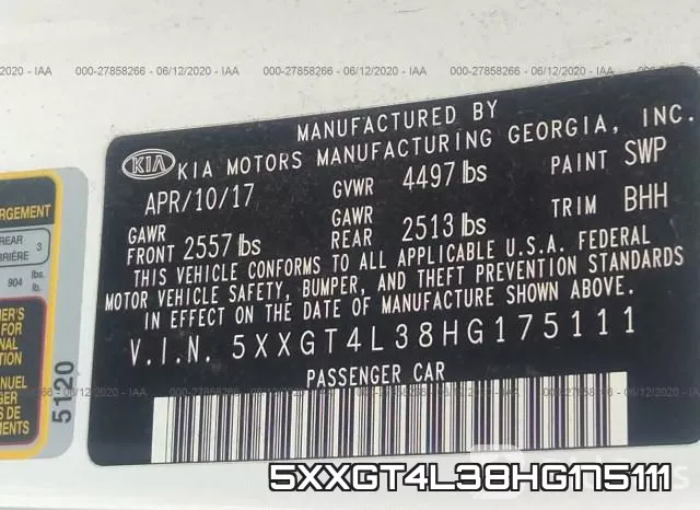 5XXGT4L38HG175111 фото 10