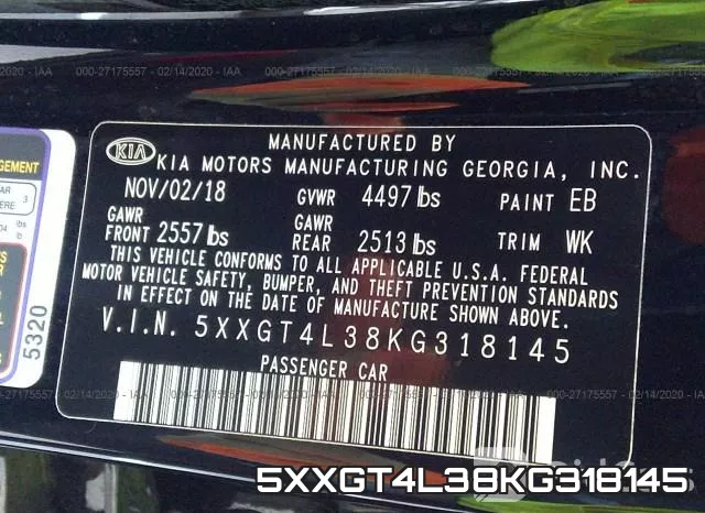 5XXGT4L38KG318145 фото 10