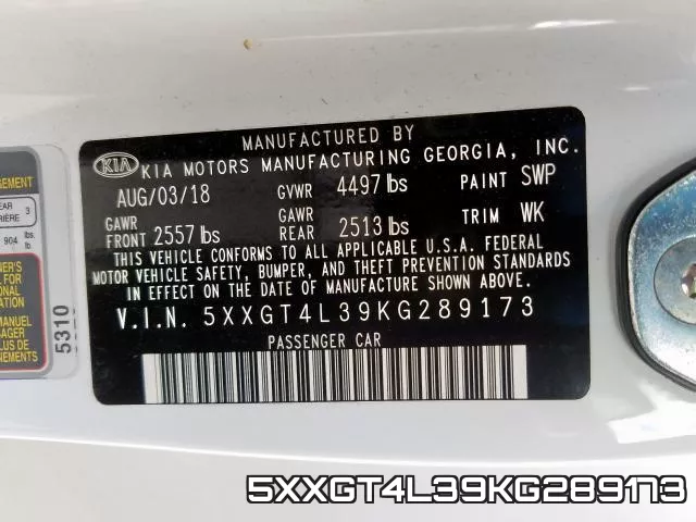 5XXGT4L39KG289173 фото 2