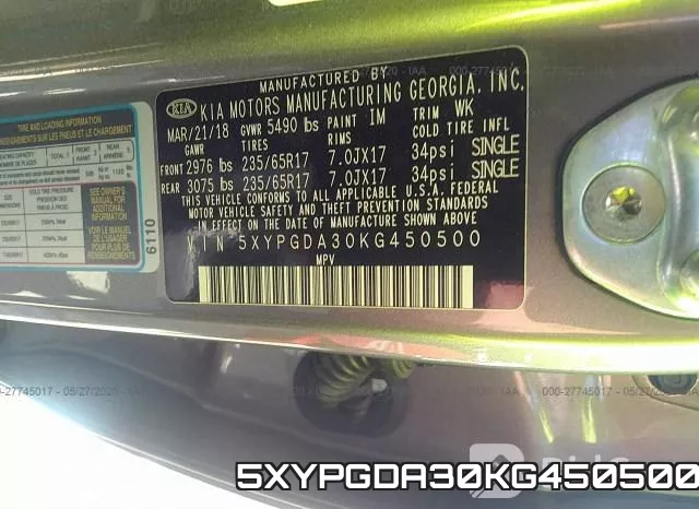 5XYPGDA30KG450500 фото 10