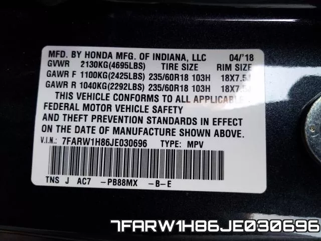 7FARW1H86JE030696 фото 2