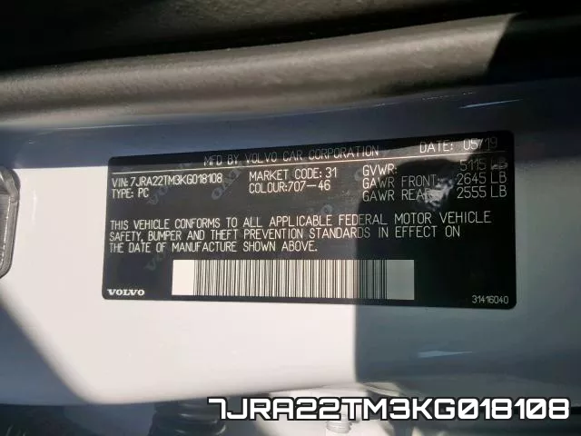 7JRA22TM3KG018108 фото 2