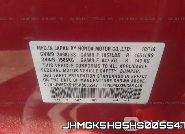 JHMGK5H85HS005547 фото 10