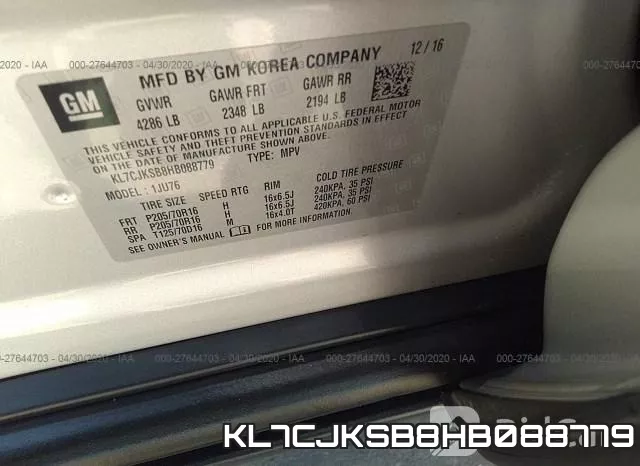 KL7CJKSB8HB088779 фото 10