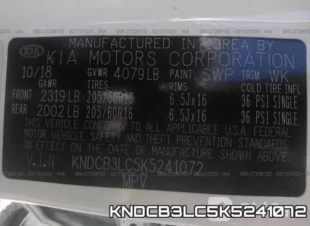 KNDCB3LC5K5241072 фото 10