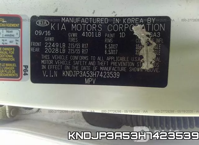 KNDJP3A53H7423539 фото 10