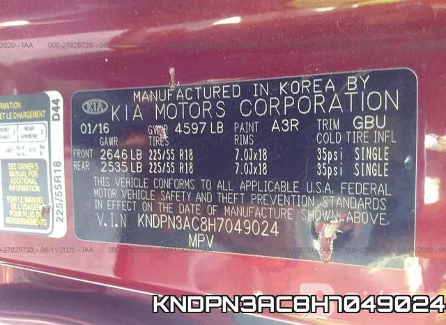 KNDPN3AC8H7049024 фото 10