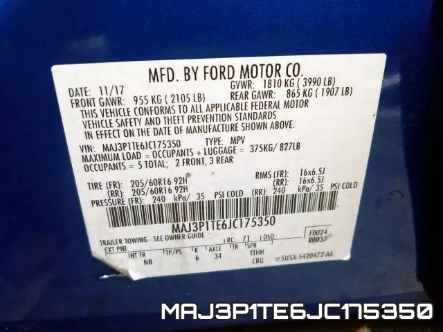 MAJ3P1TE6JC175350 фото 2