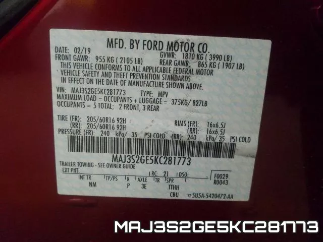 MAJ3S2GE5KC281773 фото 2