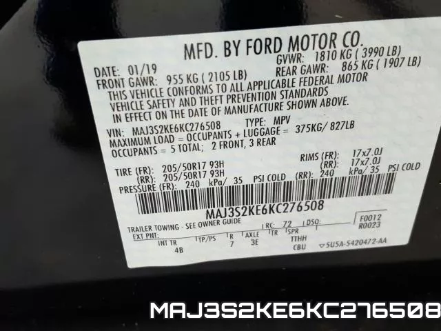 MAJ3S2KE6KC276508 фото 2