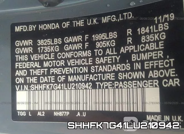 SHHFK7G41LU210942 фото 10