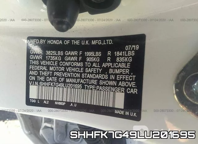 SHHFK7G49LU201695 фото 10