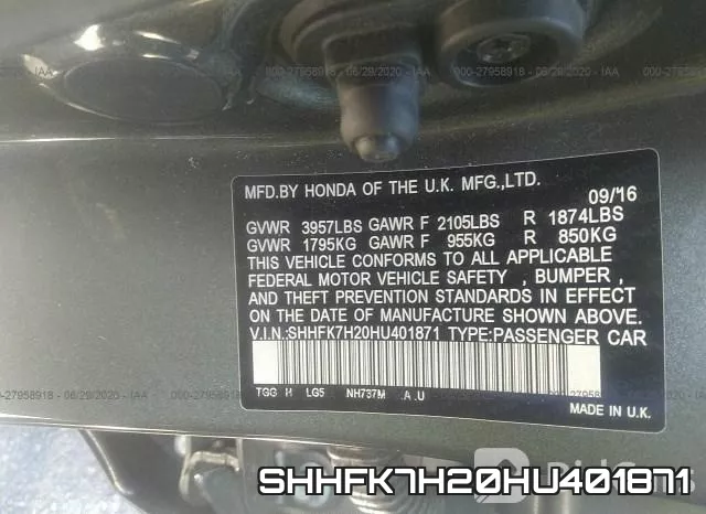 SHHFK7H20HU401871 фото 10