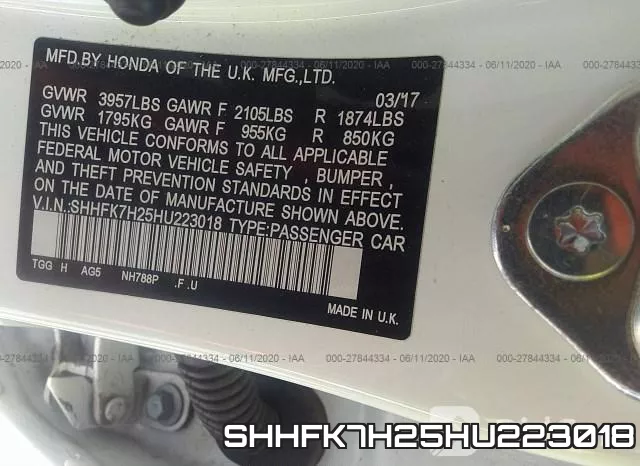 SHHFK7H25HU223018 фото 10