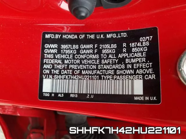 SHHFK7H42HU221101 фото 2