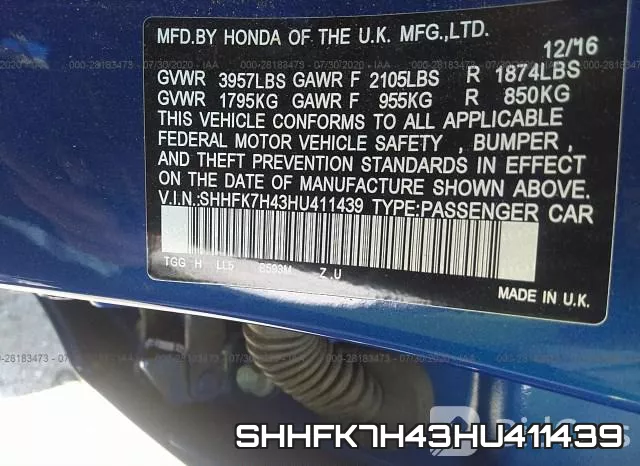 SHHFK7H43HU411439 фото 10
