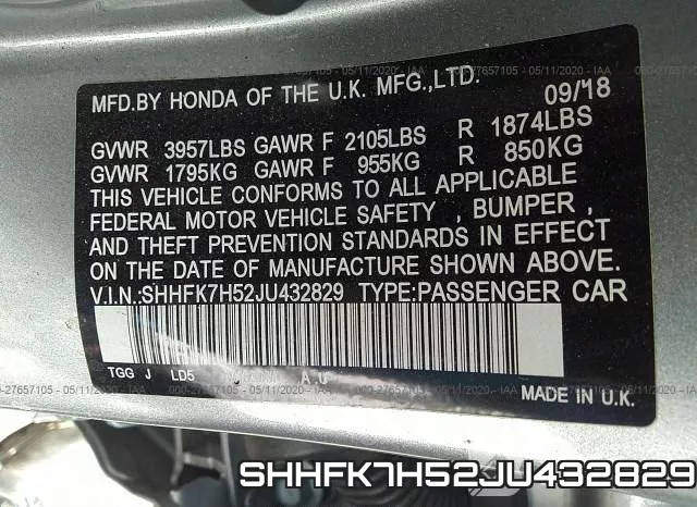 SHHFK7H52JU432829 фото 10