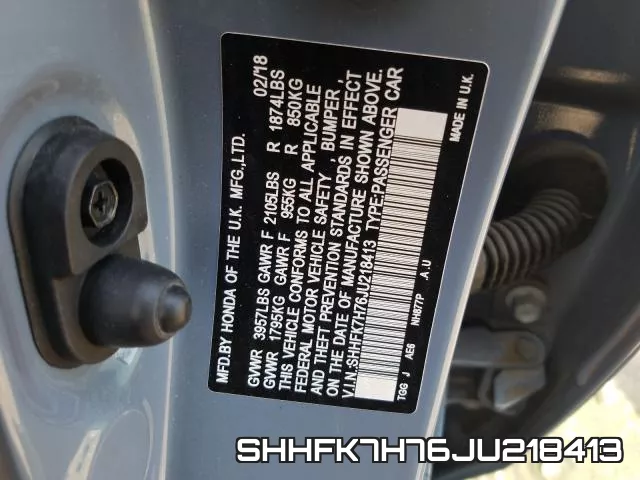 SHHFK7H76JU218413 фото 2
