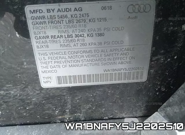 WA1BNAFY5J2202510 фото 10