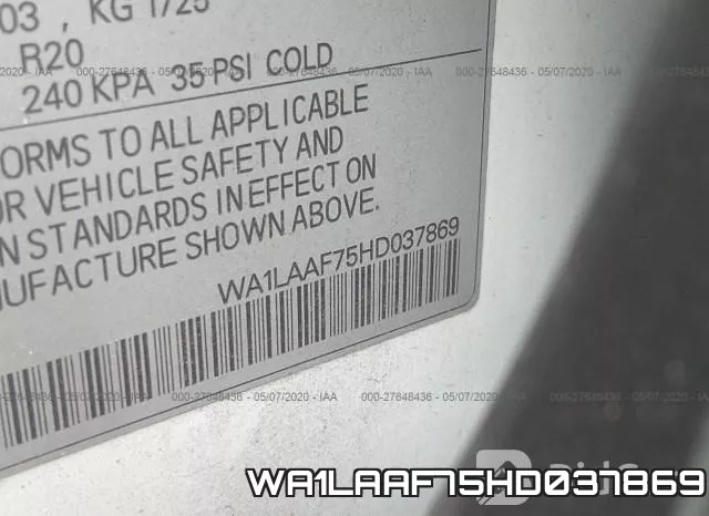 WA1LAAF75HD037869 фото 10