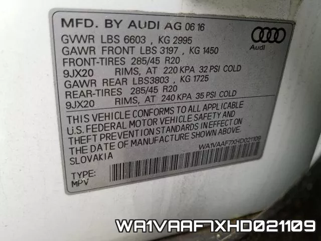 WA1VAAF7XHD021109 фото 2