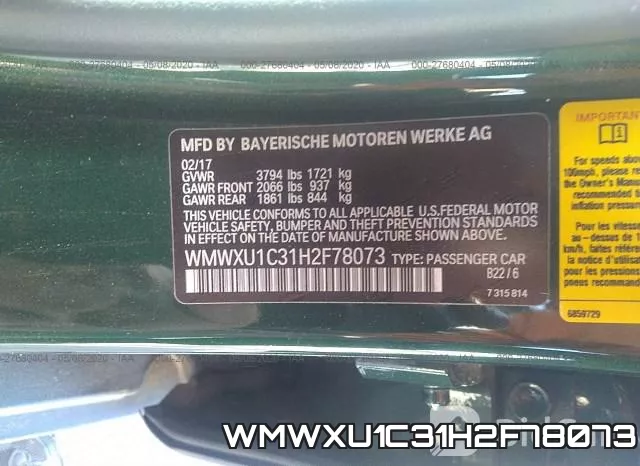 WMWXU1C31H2F78073 фото 10