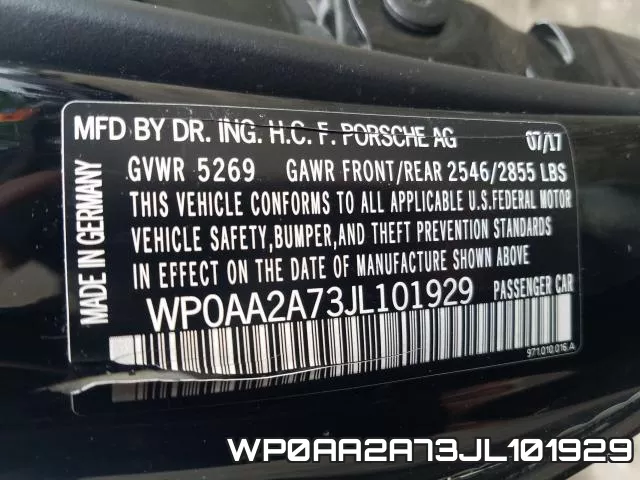 WP0AA2A73JL101929 фото 2