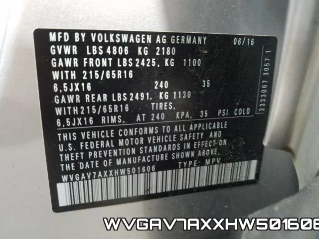 WVGAV7AXXHW501606 фото 2