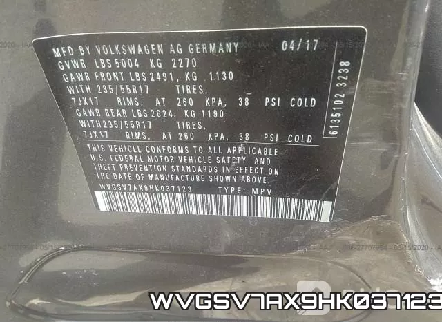 WVGSV7AX9HK037123 фото 10