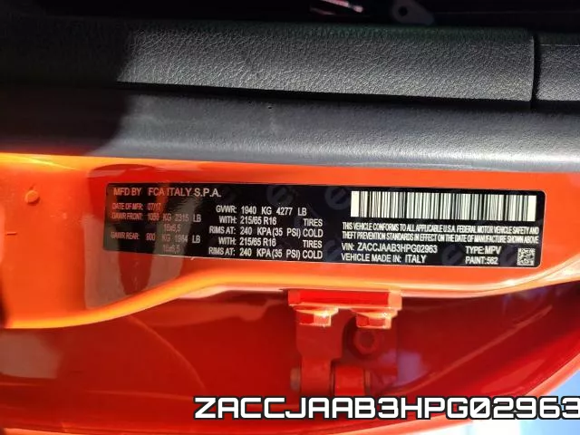 ZACCJAAB3HPG02963 фото 2