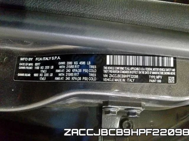 ZACCJBCB9HPF22098 фото 2