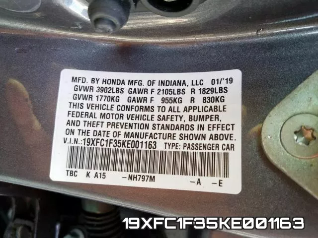 19XFC1F35KE001163 фото 2