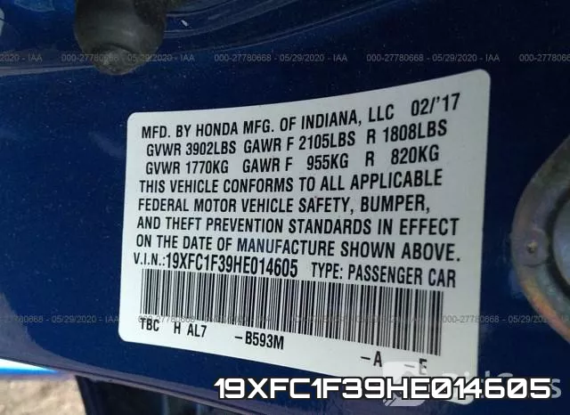 19XFC1F39HE014605 фото 10