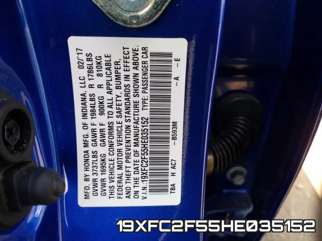 19XFC2F55HE035152 фото 2