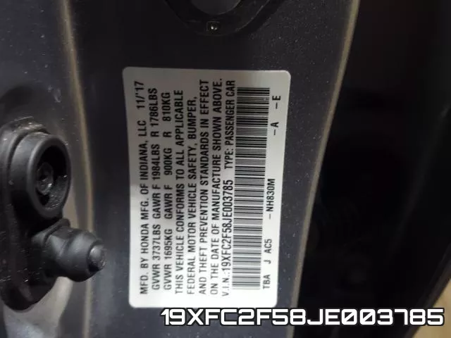 19XFC2F58JE003785 фото 2