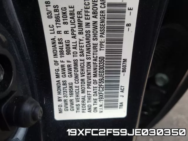 19XFC2F59JE030350 фото 2