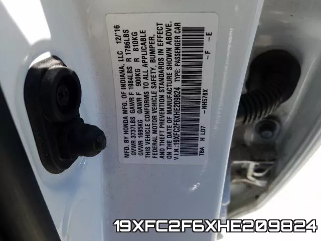19XFC2F6XHE209824 фото 2