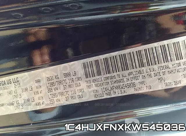 1C4HJXFNXKW545036 фото 10