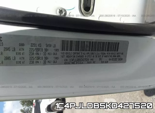 1C4PJLDB5KD427520 фото 10