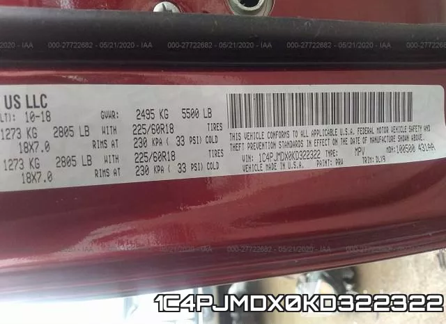 1C4PJMDX0KD322322 фото 10