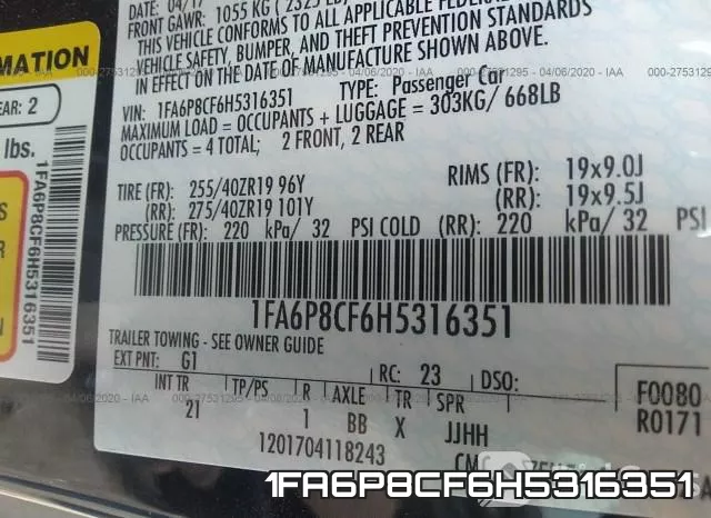 1FA6P8CF6H5316351 фото 10