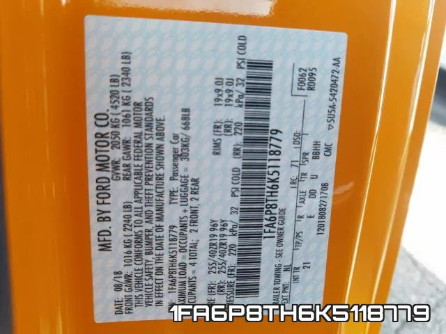 1FA6P8TH6K5118779 фото 2