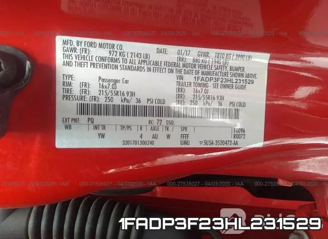 1FADP3F23HL231529 фото 10