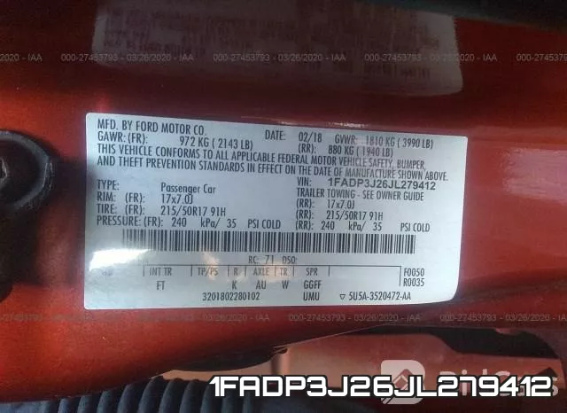 1FADP3J26JL279412 фото 10