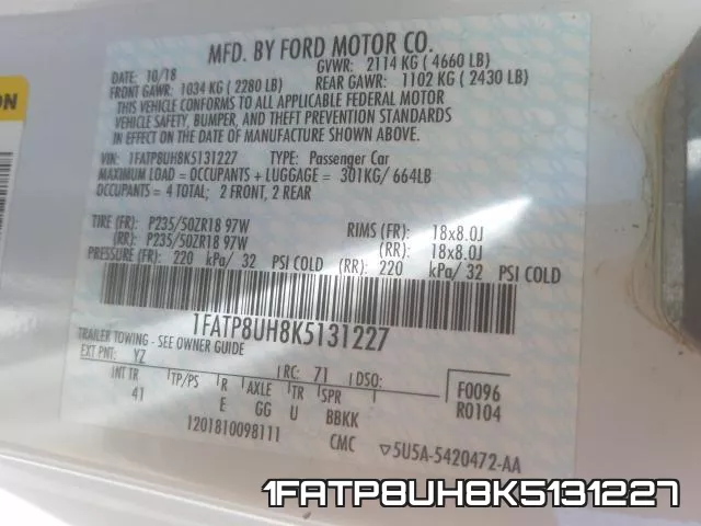 1FATP8UH8K5131227 фото 2