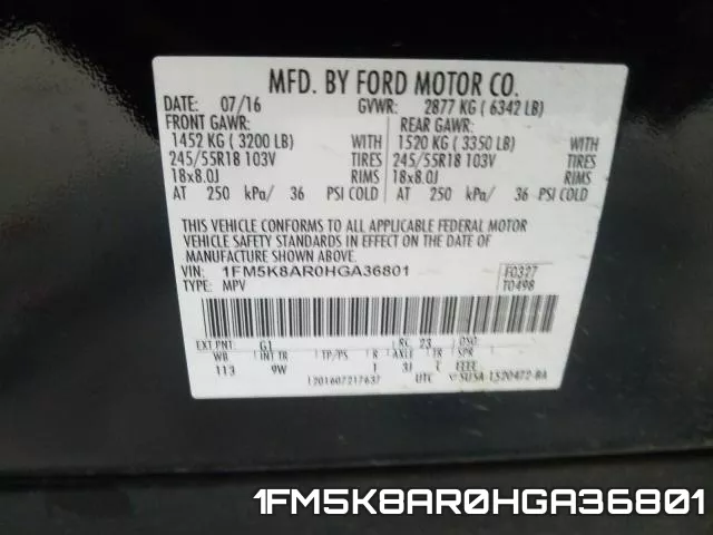 1FM5K8AR0HGA36801 фото 2